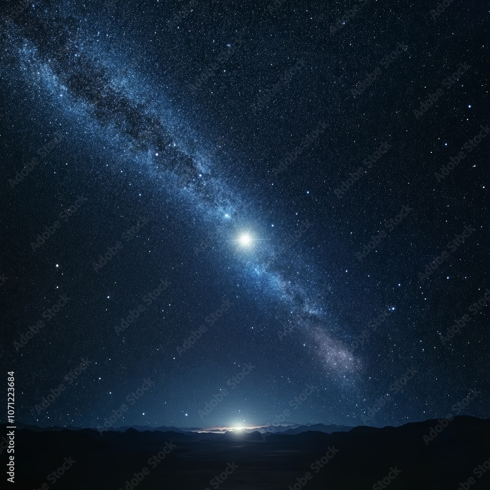 Fototapeta premium A minimalistic cosmic view with a single bright star illuminating the darkness