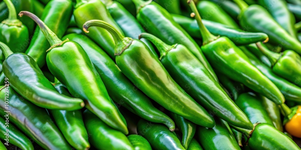 Close-up photo of vibrant green chili peppers, spicy, ingredient, vegetables, cooking, food, organic, healthy, fresh, farm, agriculture Close-up photo of vibrant green chili peppers, spicy, ingredient, vegetables, cooking, food, organic, healthy, fresh, farm, agriculture