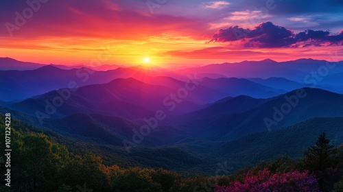 Spectacular Sunset over the Smoky Mountains