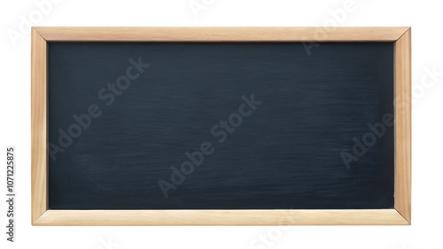 blank black chalkboard with wooden frame isolated on transparent background 