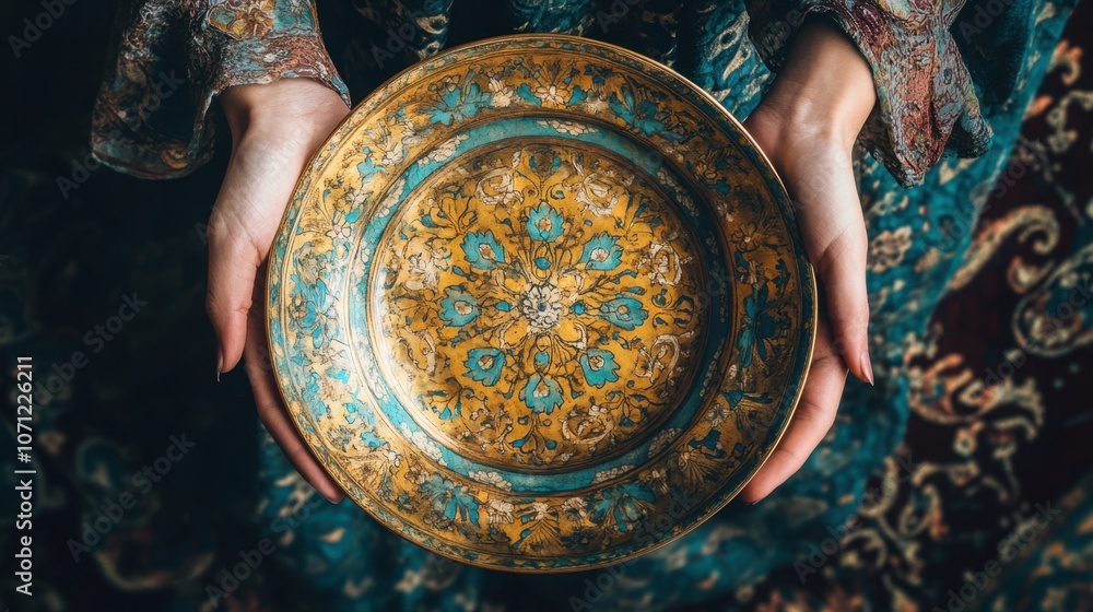 Fototapeta premium Elegant Decorative Plate with Intricate Floral Design