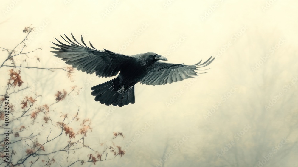 Fototapeta premium Raven in Flight