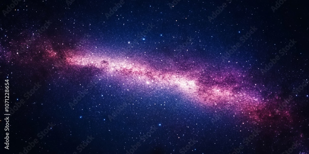 Fototapeta premium A wide-angle view of the Milky Way galaxy, filled with stars, glowing gas clouds, and interstellar dust