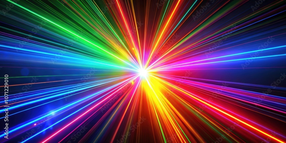 Multicolored bright laser rays moving and flashing on a black background, cosmic creative background, abstract pattern, laser Multicolored bright laser rays moving and flashing on a black background, cosmic creative background, abstract pattern, laser