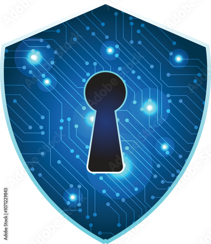 Shield lock in futuristic style. Concept of cyber security, data protection and internet privacy