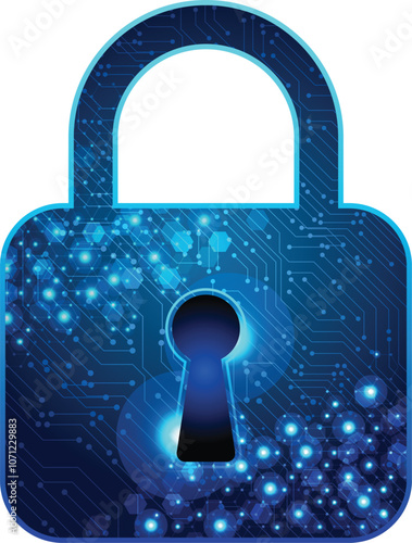 Closed padlock cyber security. Concept of internet privacy or cyber protection. Technology cyber security isolated on white background