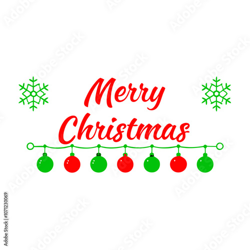 Merry Christmas Greeting: A festive and cheerful Christmas greeting with snowflakes and Christmas lights. Perfect for holiday cards, social media posts, and festive decorations. 