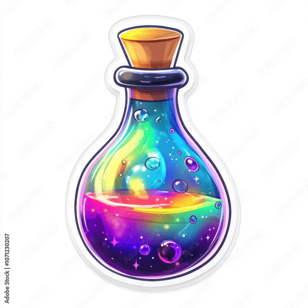 Magic potion in a bottle. Vector illustration isolated on white background. Magic potion in a bottle. Vector illustration isolated on white background.