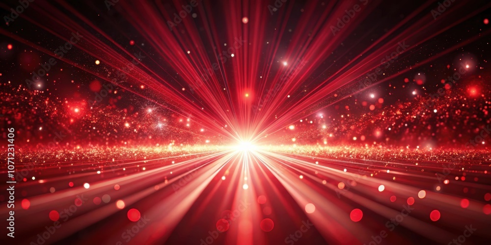 Obraz premium Red light beams and particles abstract background, red, light, beams, particles, abstract, background, motion, energy