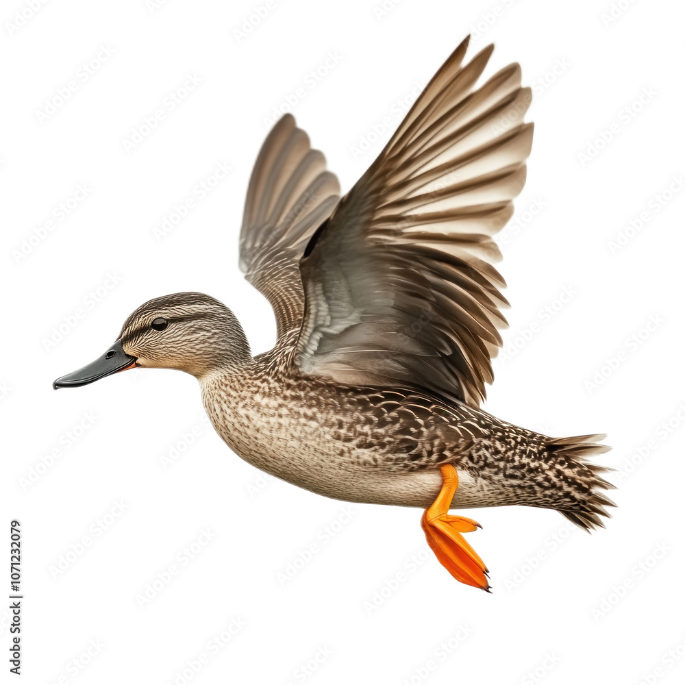 Duck in Flight with Elegant Wing Display Duck in Flight with Elegant Wing Display