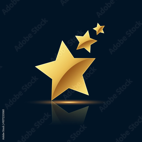 precious golden star trail path background with shiny effect