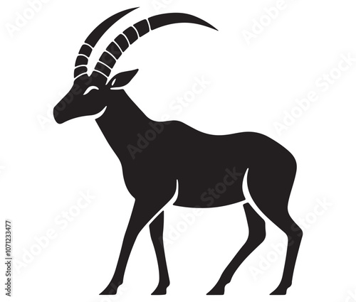 Silhouette of a goat, Silhouette of an antelope, Illustration of a ibex icon