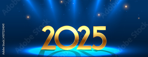 happy new year 2025 banner with spot light effect