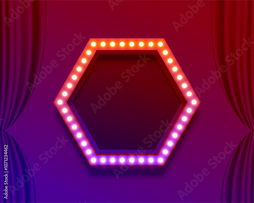 empty circus stage light box frame in vintage style