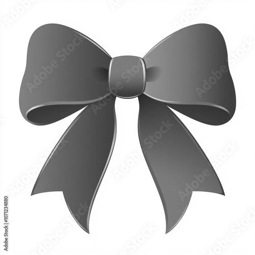 A stylish gray bow with loops and flowing tails, perfect for gifts or decorative accents.