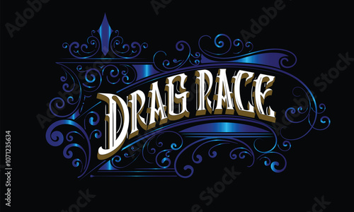DRAG RACE lettering custom style design