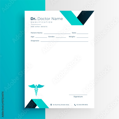 blank medic prescription letter paper template in wavy style