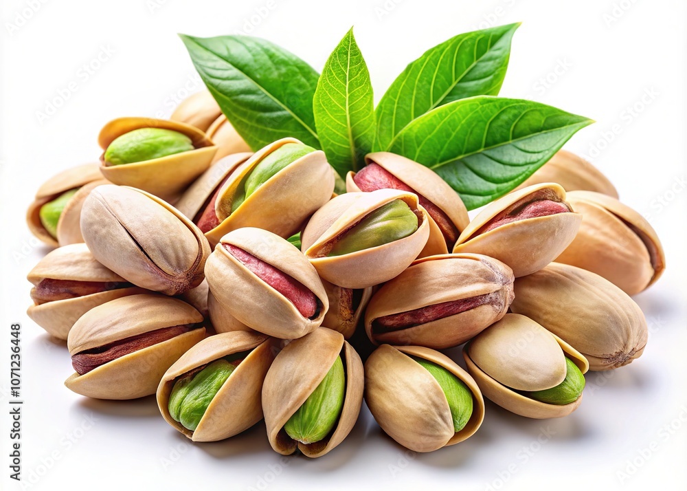 Fresh Pistachios with Leaves - AI Photo Realistic Fresh Pistachios with Leaves - AI Photo Realistic