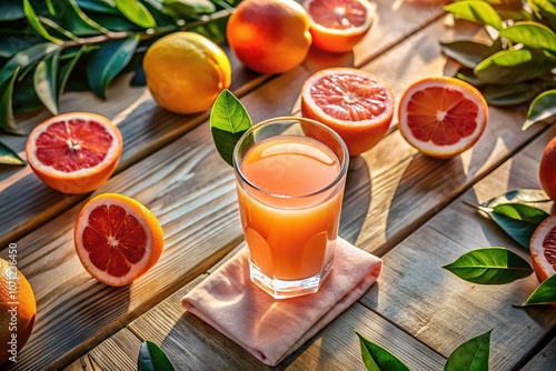 Fresh Grapefruit Juice Outdoor Still Life Photography