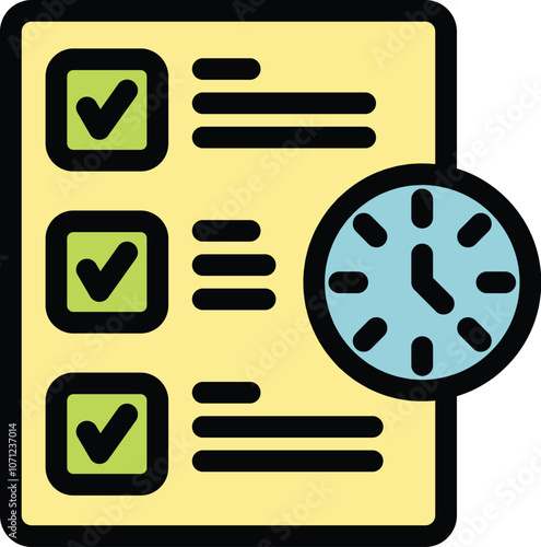 Clock is indicating a rapidly approaching deadline for finishing the tasks on a checklist