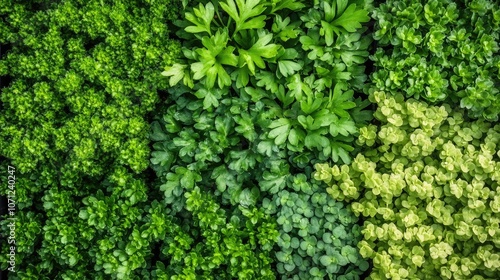 Fresh Green Herb Garden Overhead View