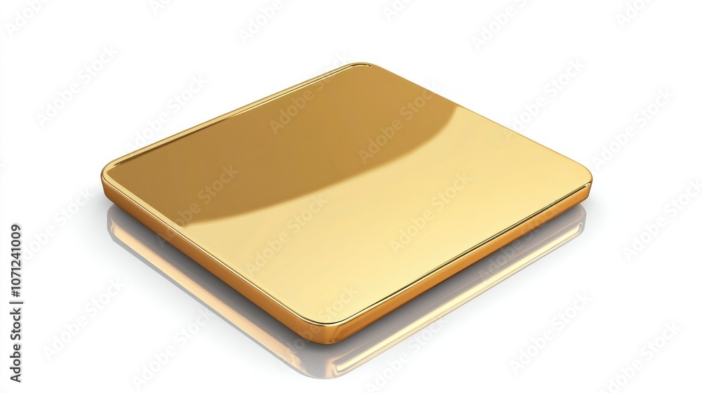 Shiny metallic gold card icon in 3D, isolated on a white background, with polished reflective texture. Shiny metallic gold card icon in 3D, isolated on a white background, with polished reflective texture.