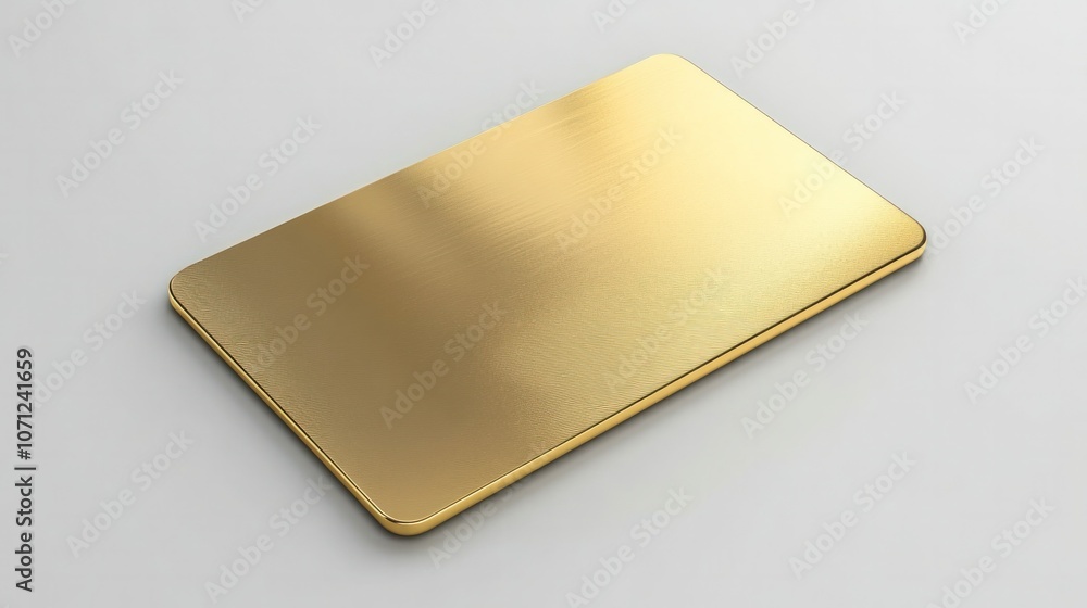 Top view of a gold card icon in 3D, reflective surface and polished look, isolated on a white background. Top view of a gold card icon in 3D, reflective surface and polished look, isolated on a white background.