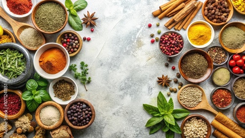 Wallpaper Mural Collection of adaptogen healthy herbs and spices on a light background, adaptogen, healthy food, herbs, spices Torontodigital.ca