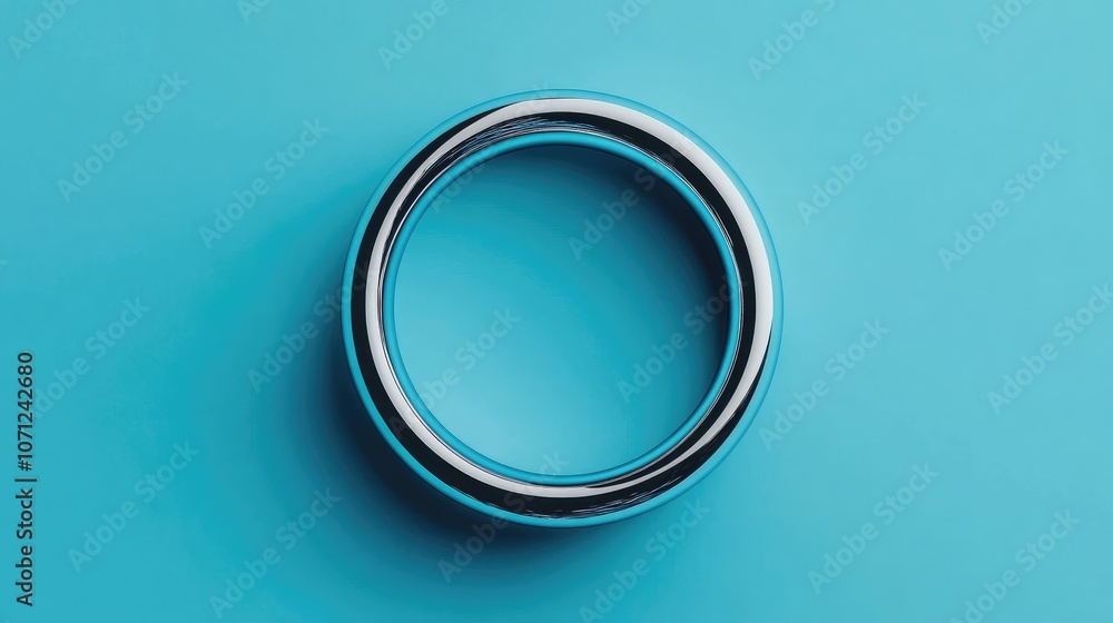Shiny Circular Object on Vibrant Blue Background Shiny Circular Object on Vibrant Blue Background
