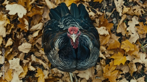 Turkey Amidst Colorful Autumn Leaves photo