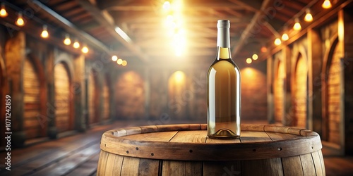 Rustic Winery White Wine Bottle Mockup - Label Design Presentation photo