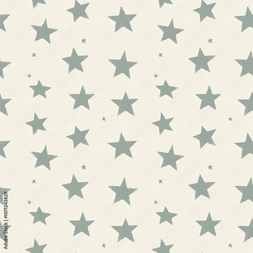 Seamless pattern with green stars on light background for fabric design or wrapping paper - seamless pattern Seamless pattern with green stars on light background for fabric design or wrapping paper - seamless pattern