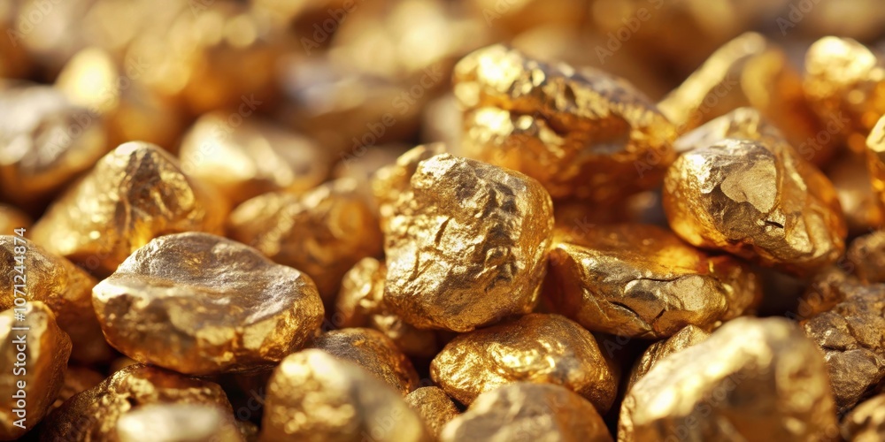 Close-up of shiny gold nuggets, gold, precious metal, wealth, treasure, valuable, shiny, close-up, discovery, mining Close-up of shiny gold nuggets, gold, precious metal, wealth, treasure, valuable, shiny, close-up, discovery, mining