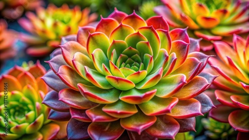 Wallpaper Mural Close-up of a beautiful and colorful succulent flower in full bloom, succulent, flower, close-up, detail, vibrant, colorful Torontodigital.ca