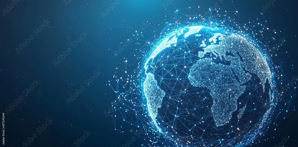Obraz premium World map, network connectivity, data exchange and telecommunication 
