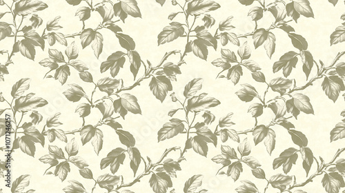 Vintage botanical leaf pattern design for interiors and crafts - seamless pattern photo