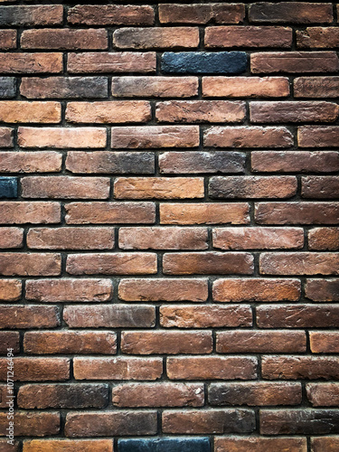 Background of brown vintage brickwork with light vignetting