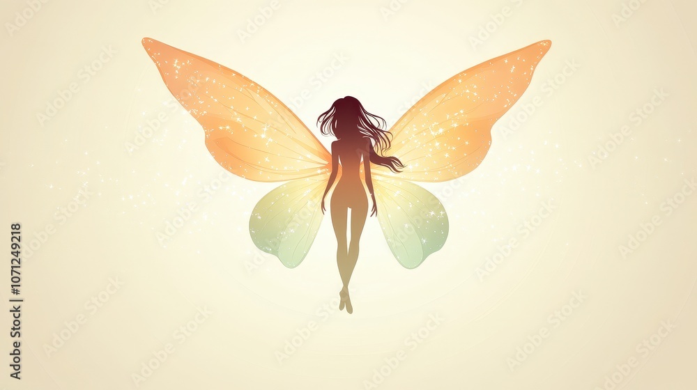 Elegant Fairy with Translucent Wings Floating Gracefully Elegant Fairy with Translucent Wings Floating Gracefully
