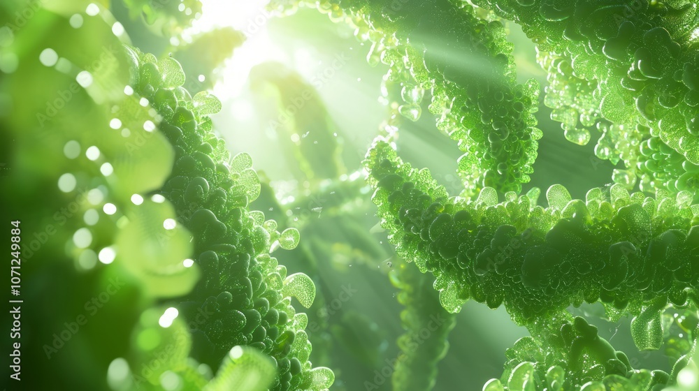 Tranquil Underwater Scene with Collagen Seaweed Structures in Soft Illumination - Ultra-Detailed 3D Render Illustration Tranquil Underwater Scene with Collagen Seaweed Structures in Soft Illumination - Ultra-Detailed 3D Render Illustration