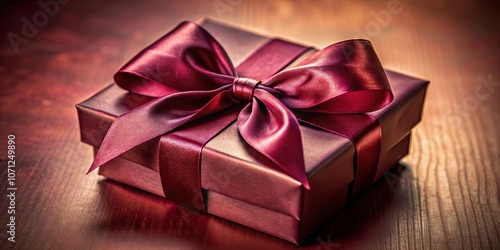 Wallpaper Mural A Luxurious Gift Box Wrapped in Rich Burgundy Satin with a Delicate Bow, Radiating Warmth and Anticipation Torontodigital.ca