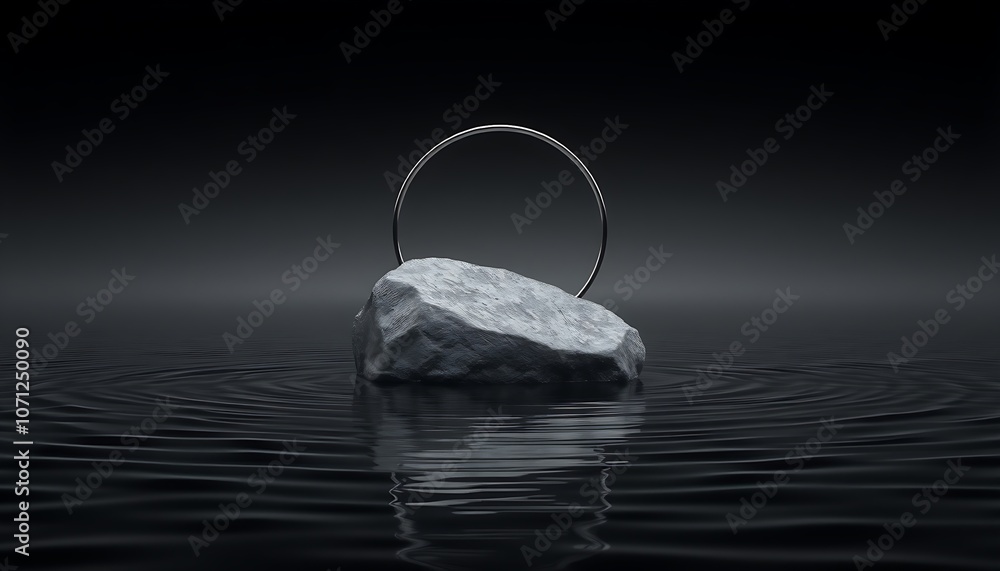 Minimalist Stone and Water Podium for Modern Product Display Minimalist Stone and Water Podium for Modern Product Display