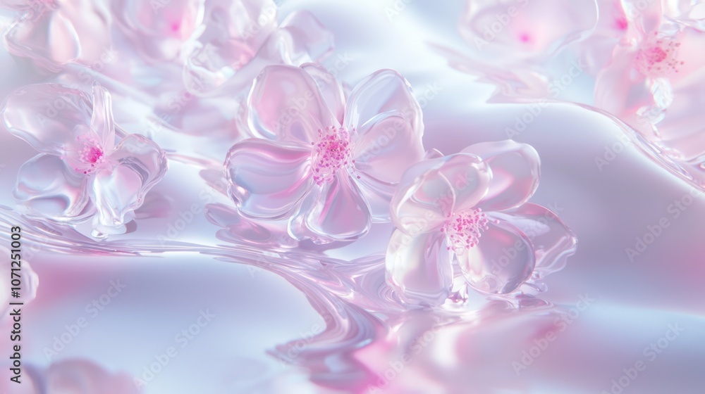 Tranquil Collagen Fusion: 3D Render of Serene Textures with Floral Patterns for Wellness Imagery Tranquil Collagen Fusion: 3D Render of Serene Textures with Floral Patterns for Wellness Imagery