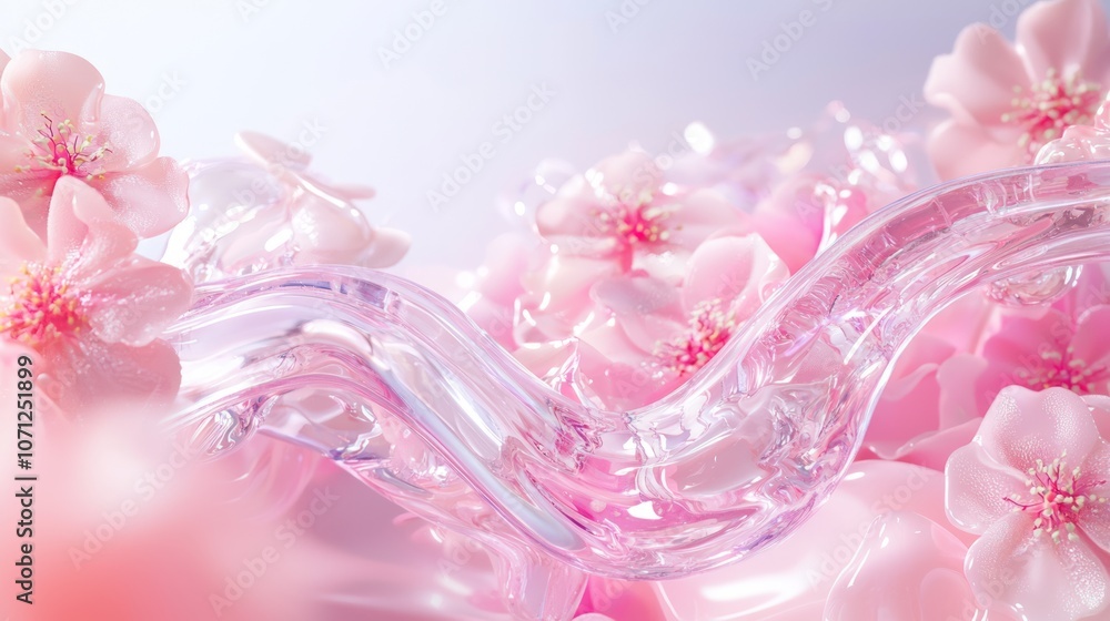 Flowing Collagen River in Organic Setting Surrounded by Vibrant Flowers - 3D Render Illustration Promoting Wellness and Beauty | Ultra-Detailed Flowing Collagen River in Organic Setting Surrounded by Vibrant Flowers - 3D Render Illustration Promoting Wellness and Beauty | Ultra-Detailed
