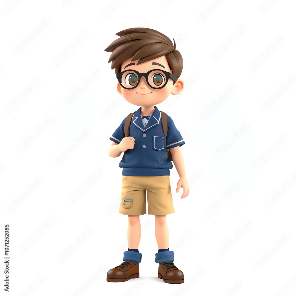 3D illustration a kid student isolated on white background 3D illustration a kid student isolated on white background