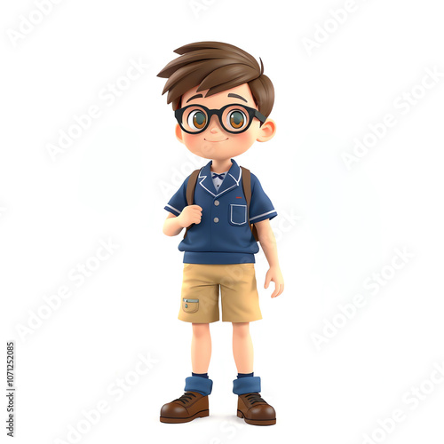 3D illustration a kid student isolated on white background