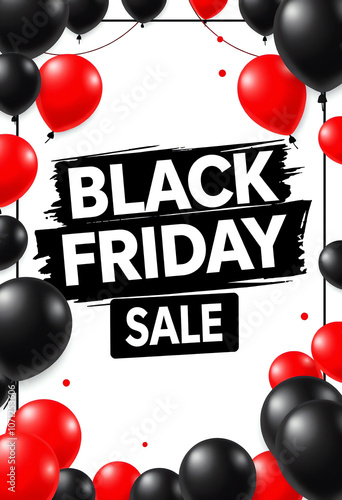Black Friday Sale poster Template Illustration with red and black balloon border on white background