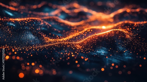 Abstract Background with Orange and Blue Lights - Technology, Digital, Futuristic, and Sci-Fi Design