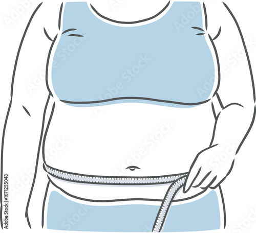 メジャーでウエストを測る
お腹の大きな肥満女性のイラスト素材