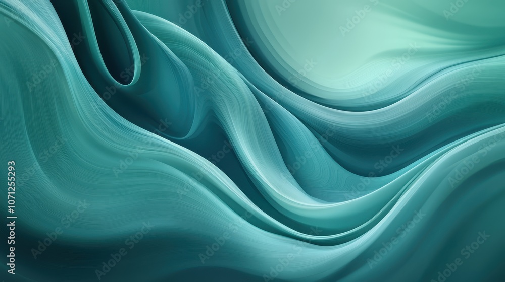 Obraz premium Abstract Teal and Green Swirling Liquid Background - Fluid Design Pattern.