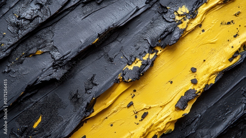 Obraz premium Close-up of black and yellow oil paint strokes.